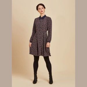 Joanie Clothing Millicent Printed Shirt Dress Navy
